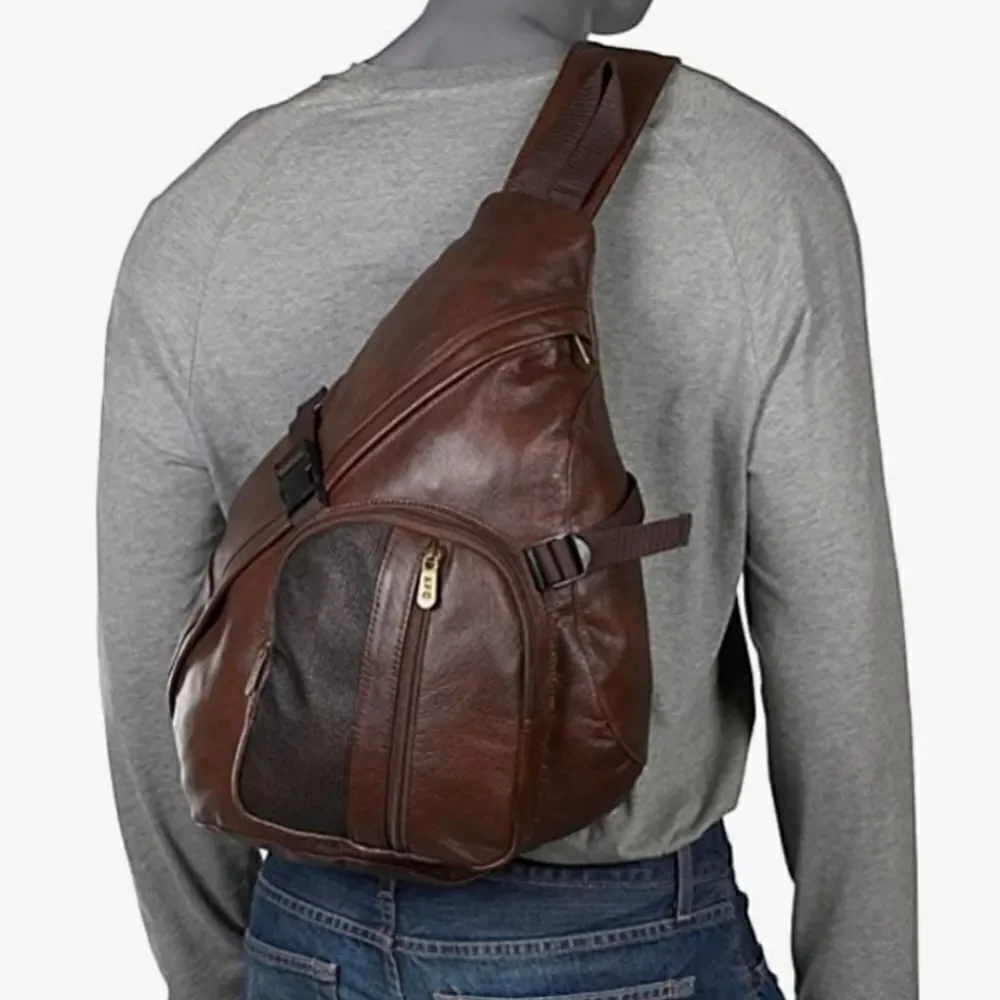 Ameri Leather Brown Crossbody Sling Bag